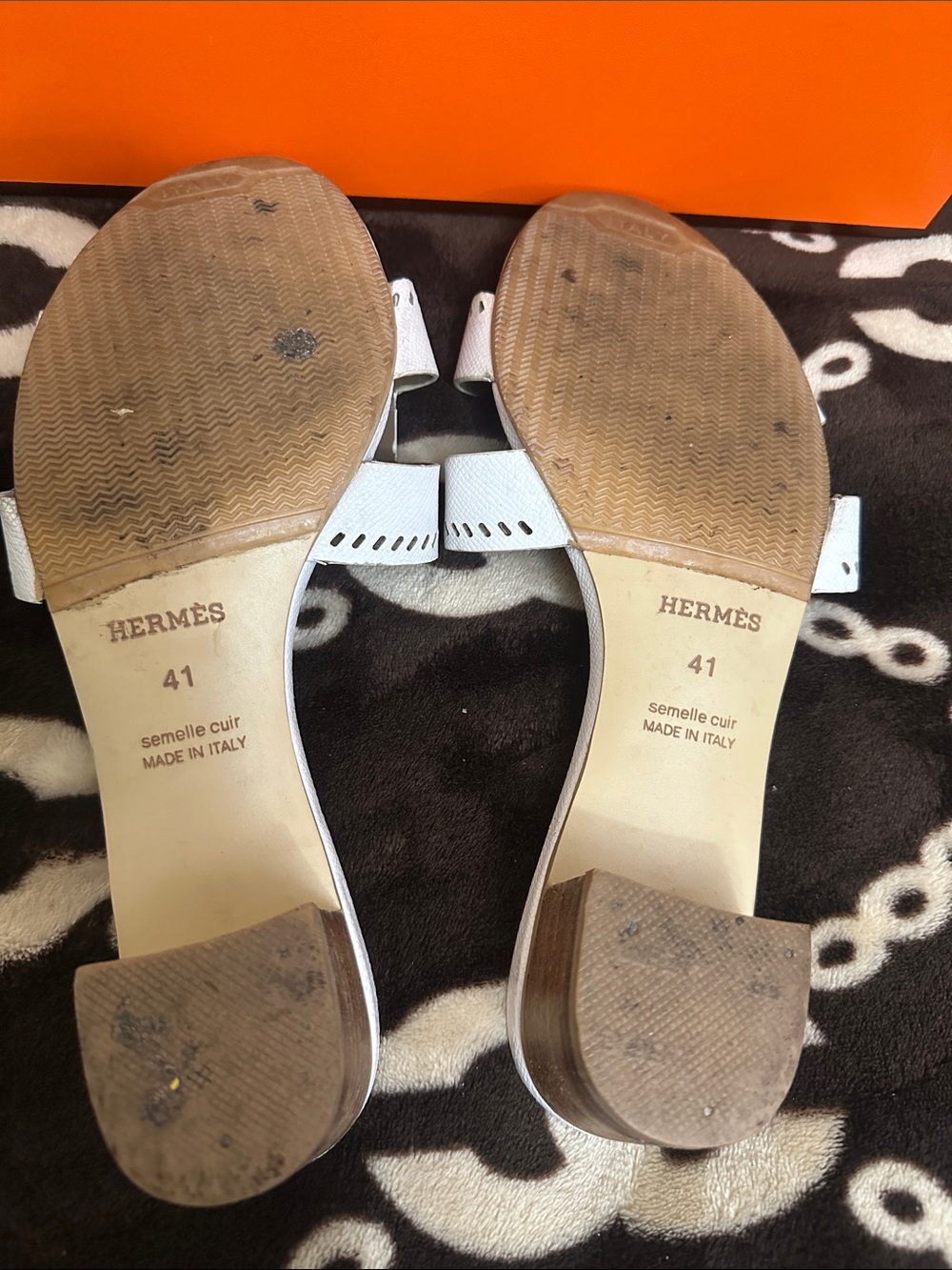 🌺🌺Hermes White Leather Cutout Mules - Picture 7 of 11